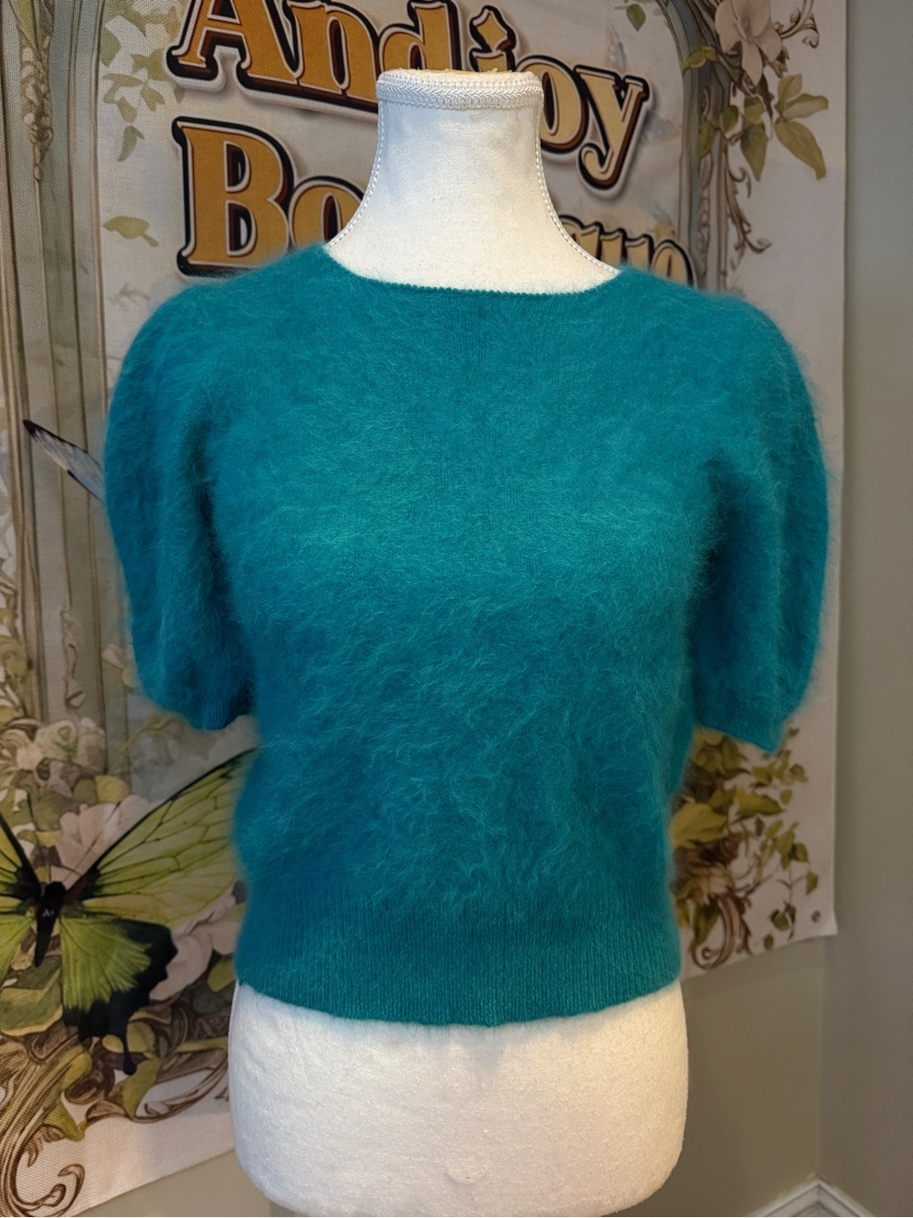 Women's rabbit fur Fuzzy Short-Sleeve Sweater
